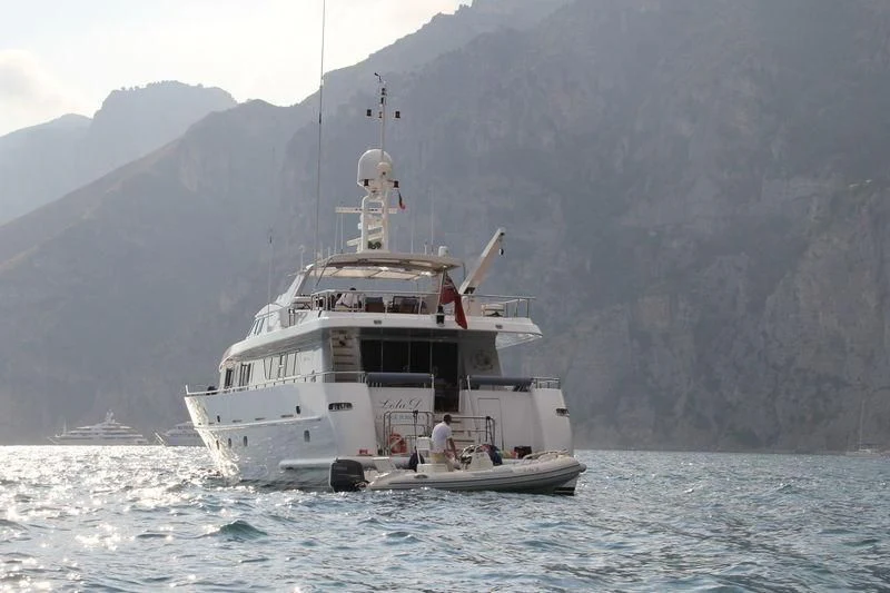 a boat in the water aboard AMNA Yacht for Sale