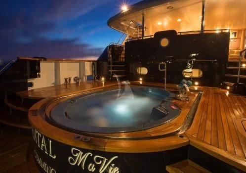 a pool table in a room aboard CHANTAL MA VIE Yacht for Sale