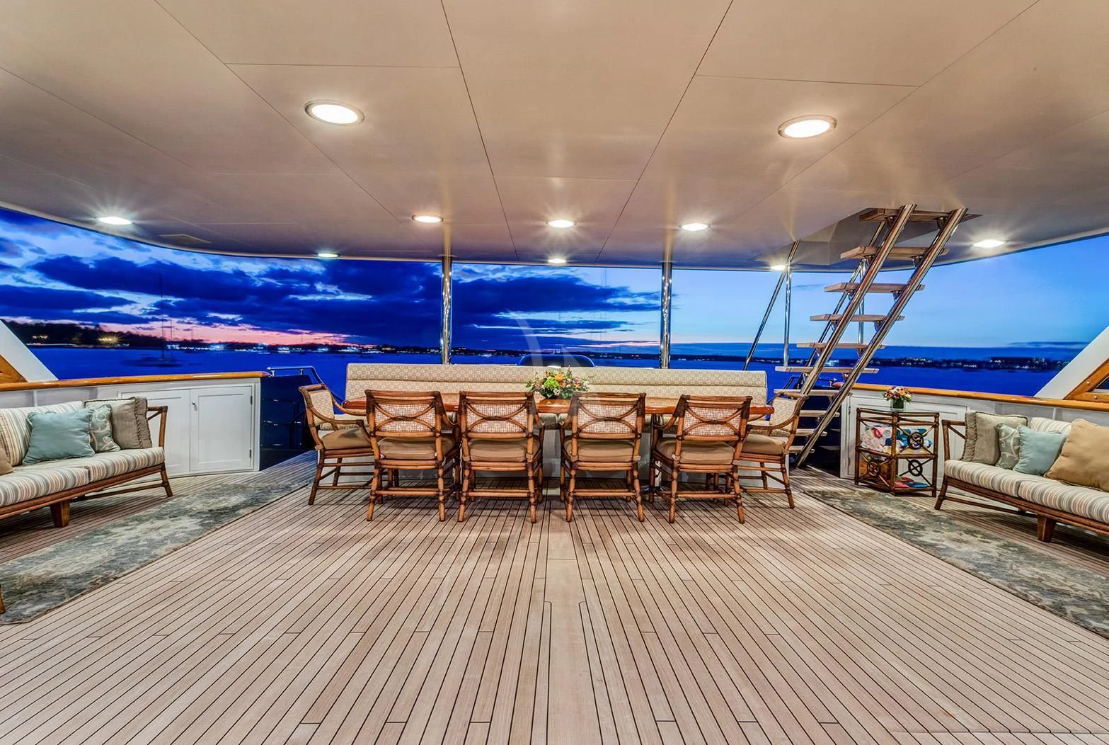 a large room with a pool aboard CHANTAL MA VIE Yacht for Sale