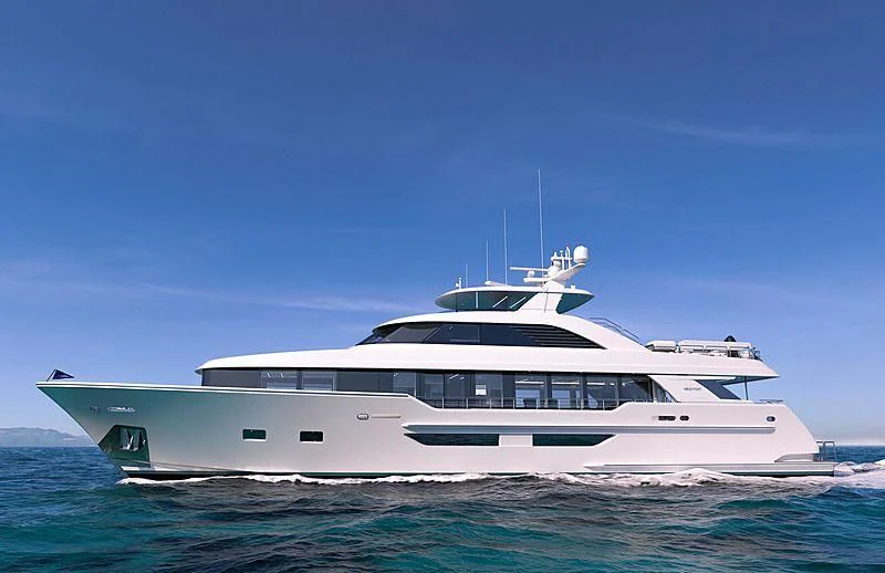 a white yacht in the water aboard PRICELESS Yacht for Sale
