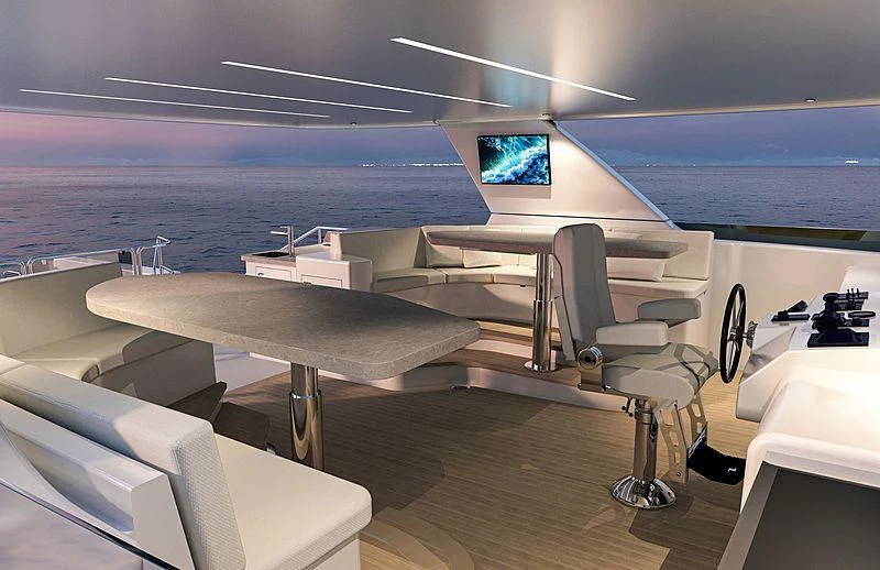 a room with a table and chairs aboard PRICELESS Yacht for Sale