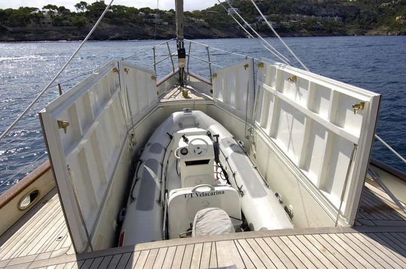 a large ship on the water aboard VELACARINA Yacht for Sale