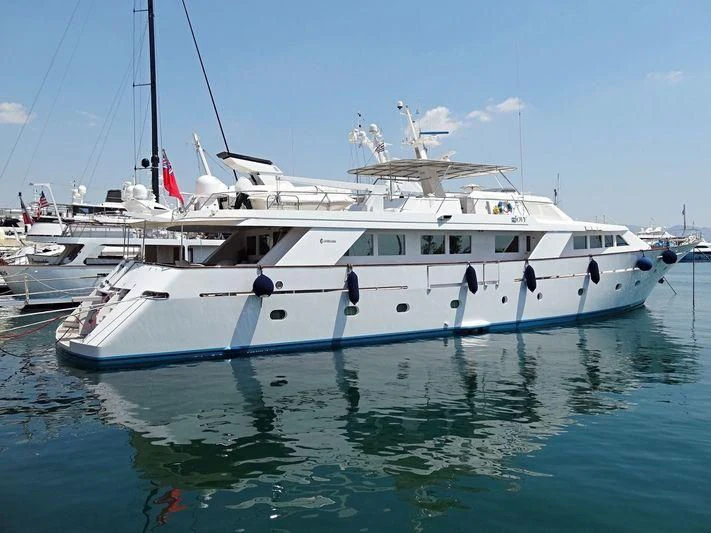 a boat in the water aboard IOVY Yacht for Sale