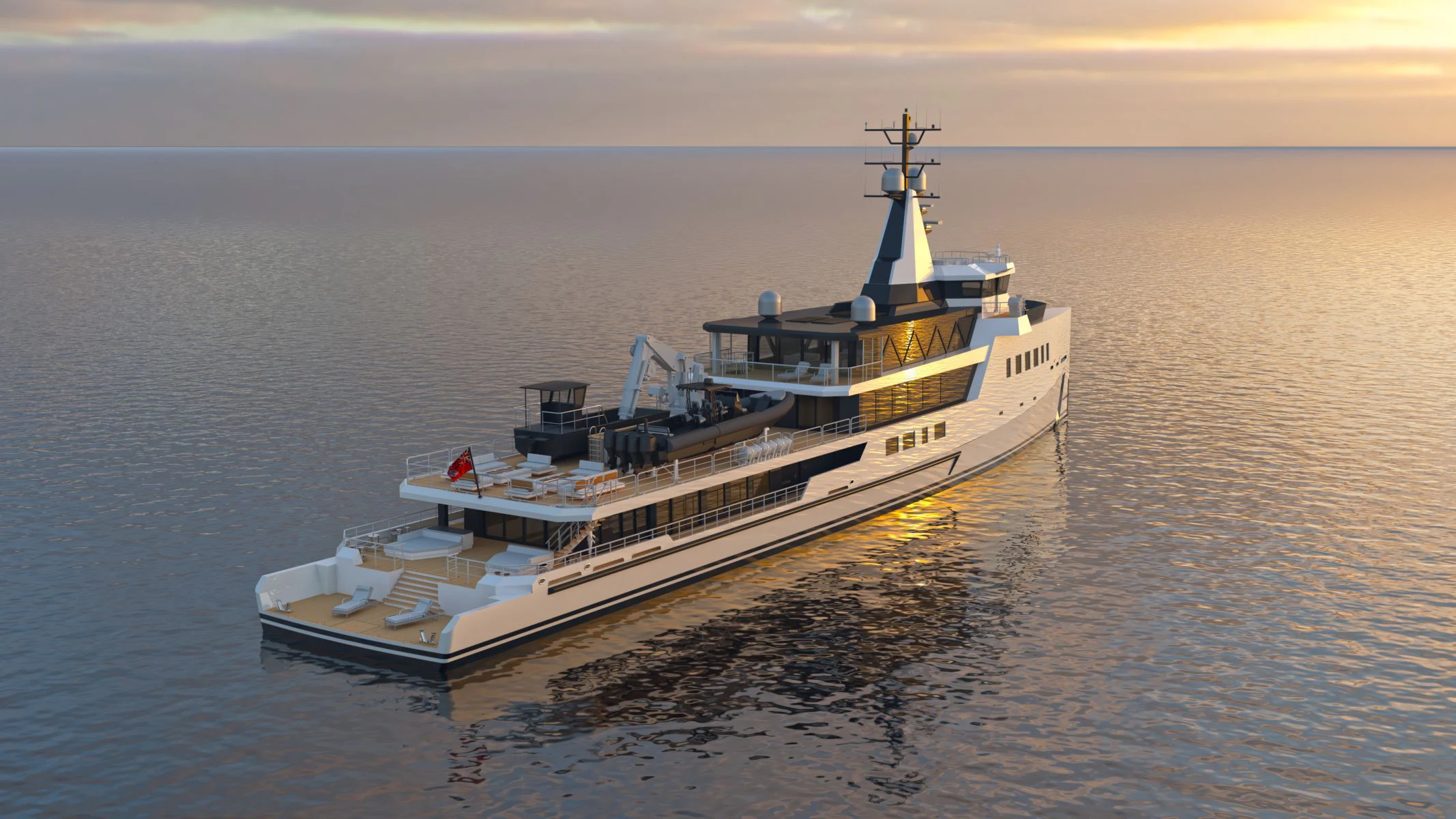 a large ship in the water aboard DAMEN YACHTING CUSTOM HYBRID 75 Yacht for Sale