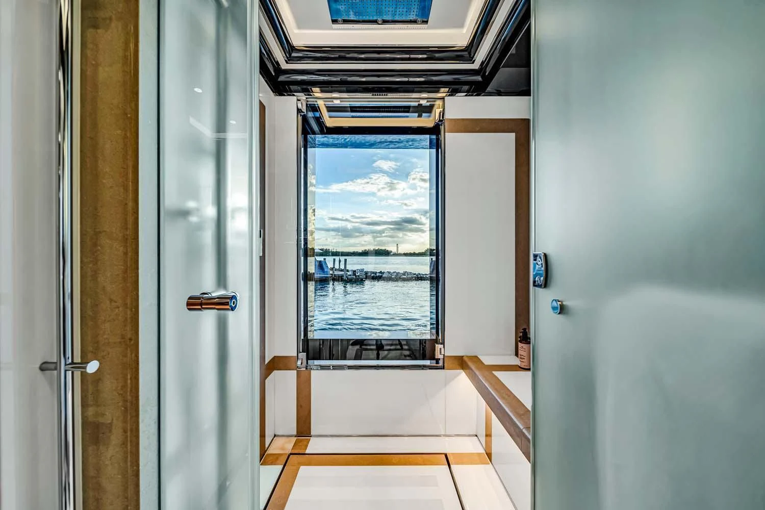 a door leading to a balcony aboard OKTO Yacht for Charter