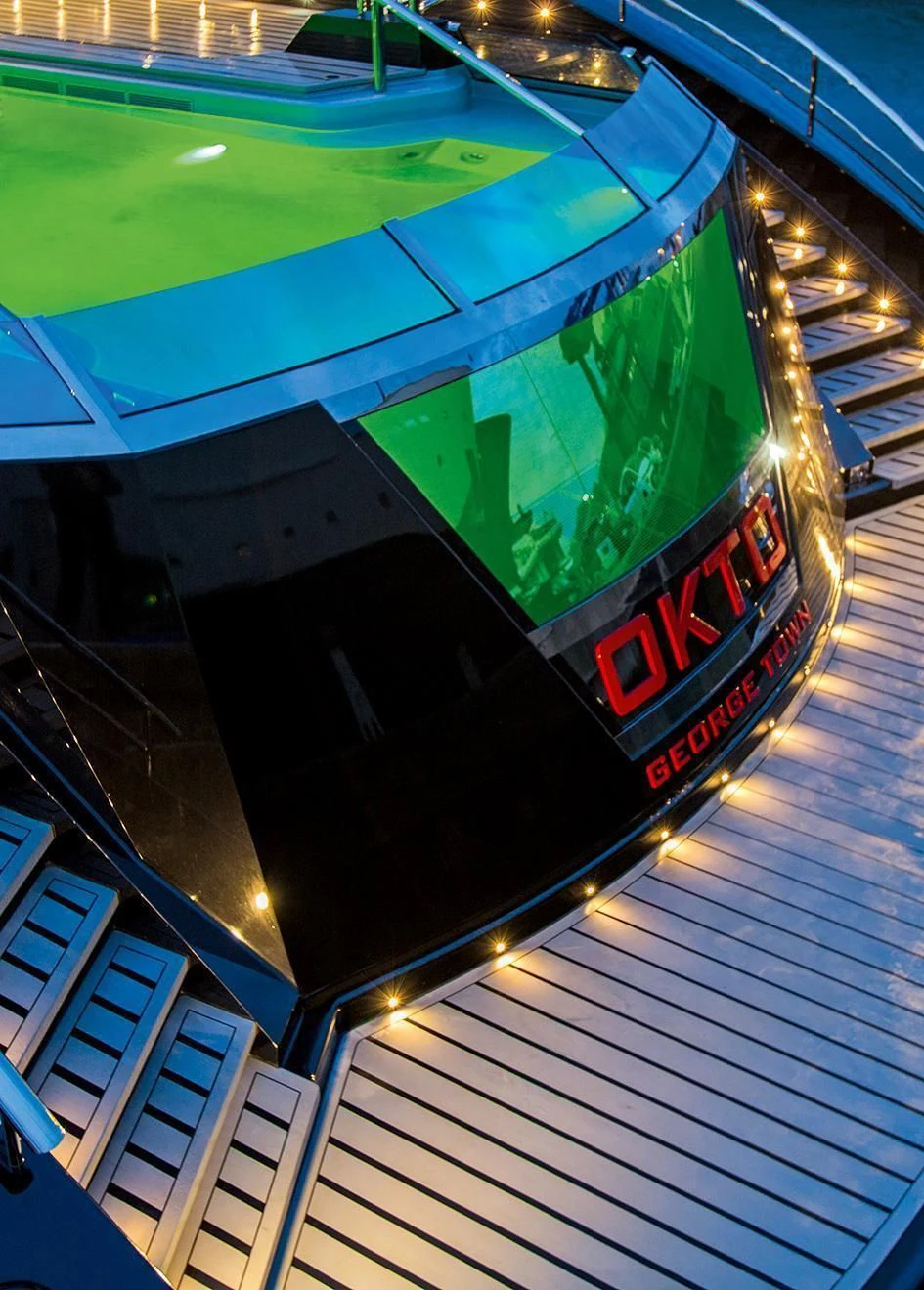 a pool table with a green table aboard OKTO Yacht for Charter