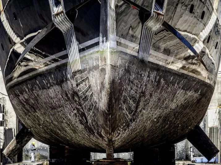 a large metal structure aboard OKTO Yacht for Charter