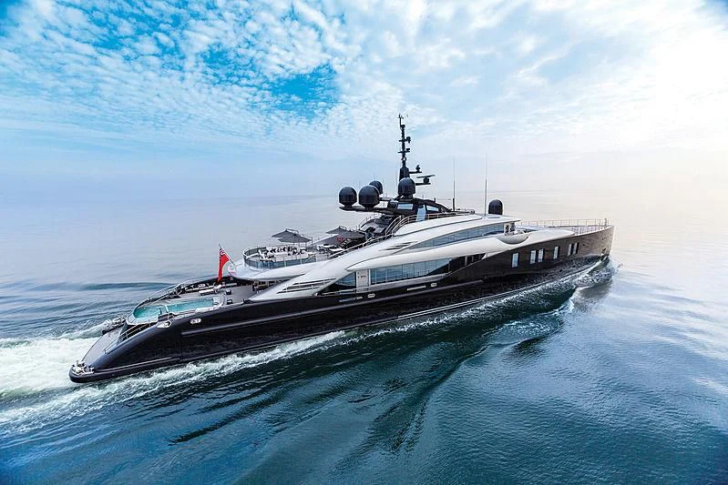 a large ship in the water aboard OKTO Yacht for Charter