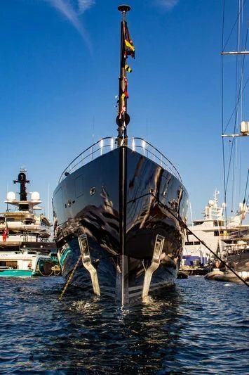 a large boat in the water aboard OKTO Yacht for Charter