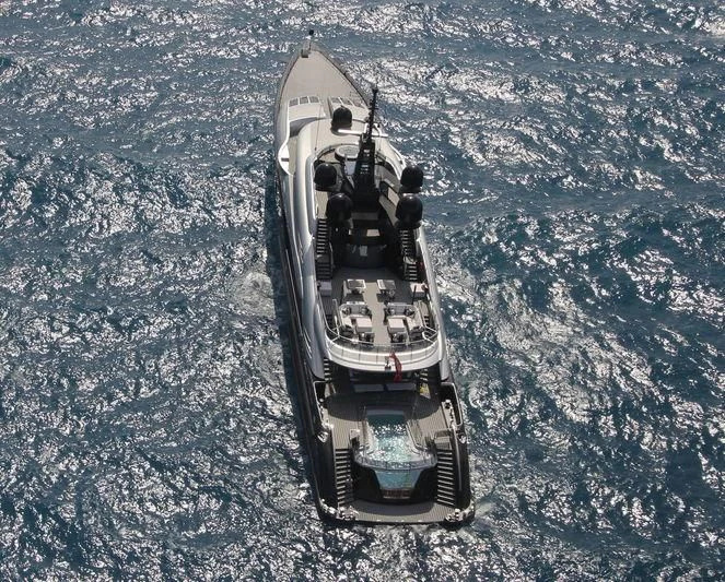 a space ship in the water aboard OKTO Yacht for Charter