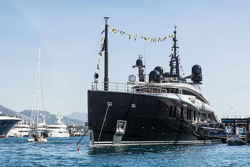 a large ship in the water aboard OKTO Yacht for Charter