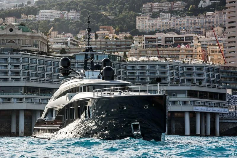 a large boat in the water aboard OKTO Yacht for Charter