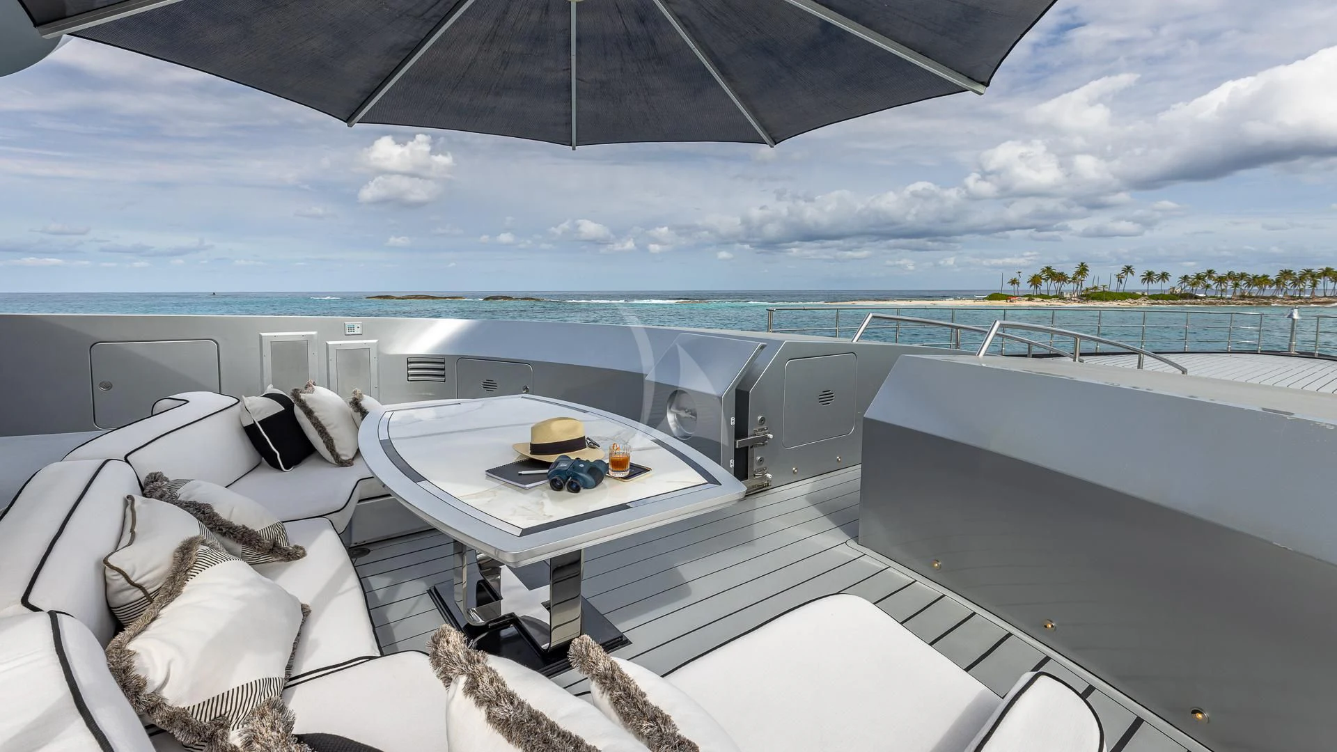 a large patio with a pool aboard OKTO Yacht for Charter