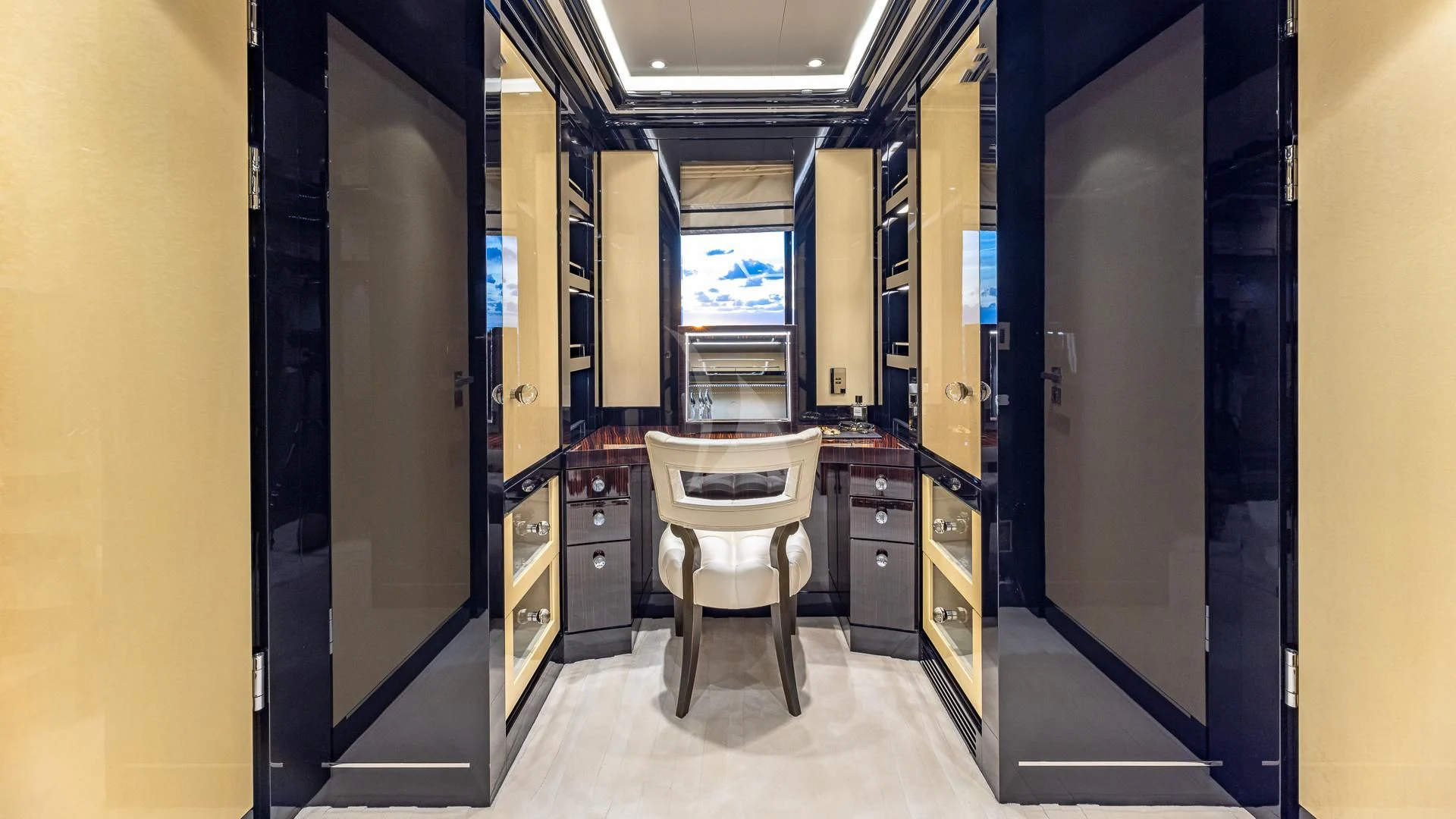 a room with a large closet and a toilet aboard OKTO Yacht for Charter