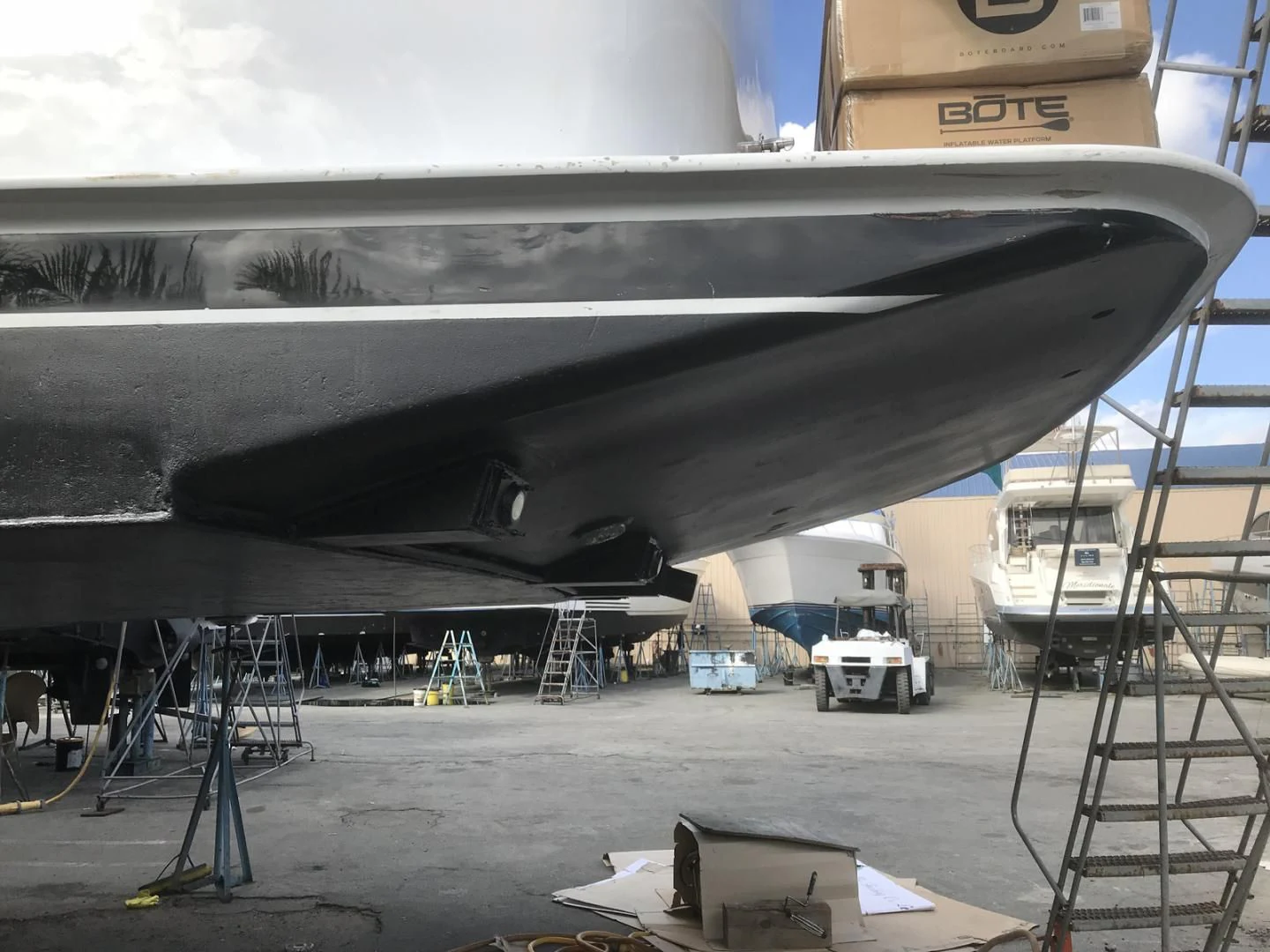 a large airplane with a large propeller aboard MON SHERI Yacht for Sale