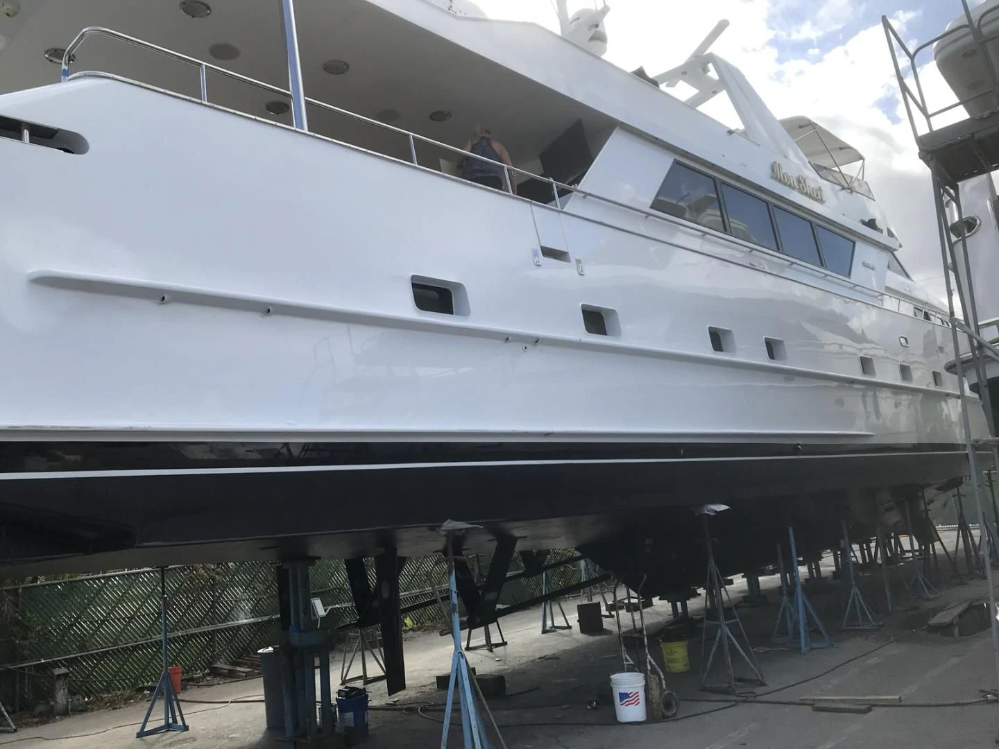 a large white boat aboard MON SHERI Yacht for Sale