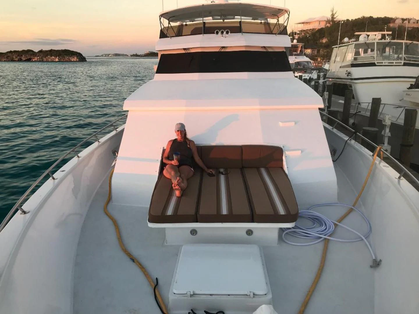 a man and a woman on a boat aboard MON SHERI Yacht for Sale