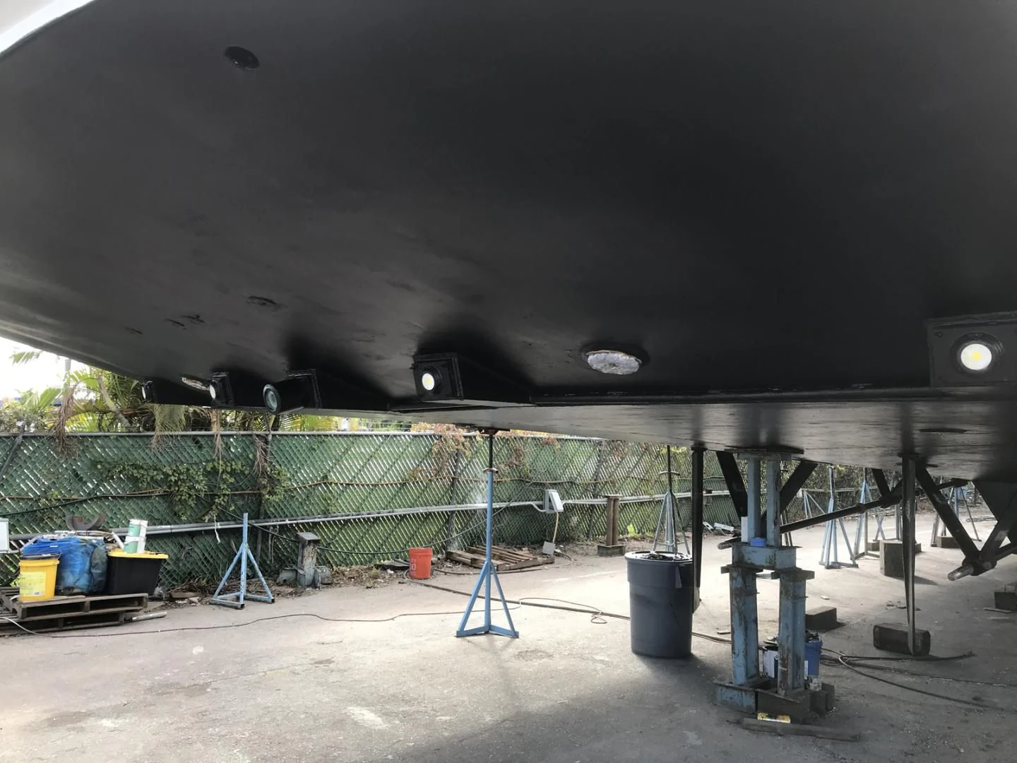 a large black structure with a metal frame and metal poles aboard MON SHERI Yacht for Sale