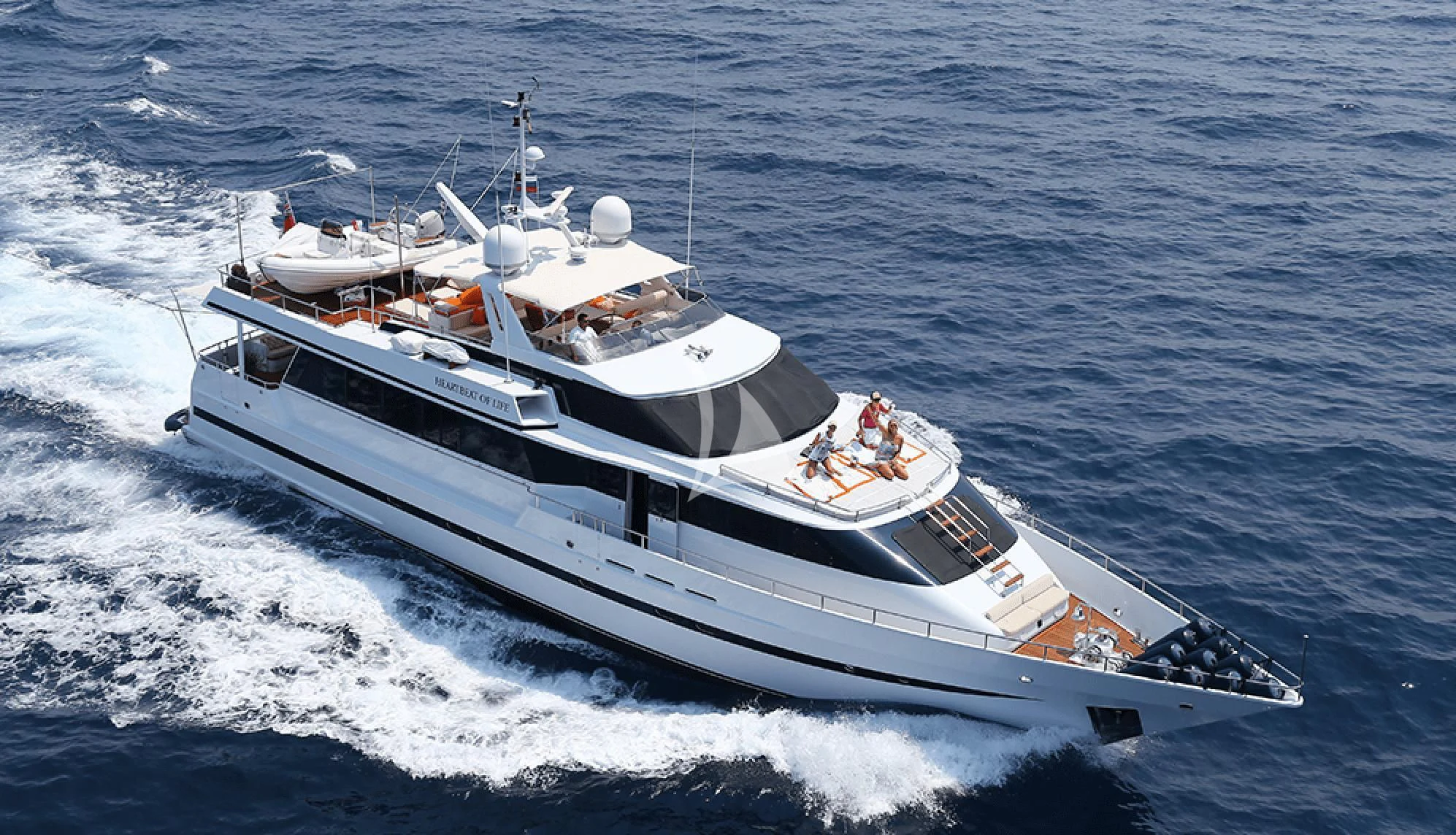 a boat on the water aboard HEARTBEAT OF LIFE Yacht for Sale