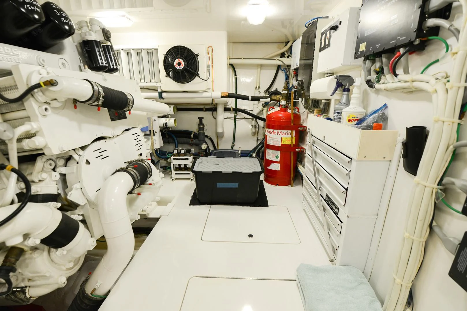 a room with white machines aboard CRAZY J Yacht for Sale