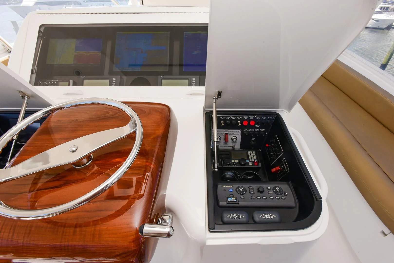 a car charging station aboard CRAZY J Yacht for Sale