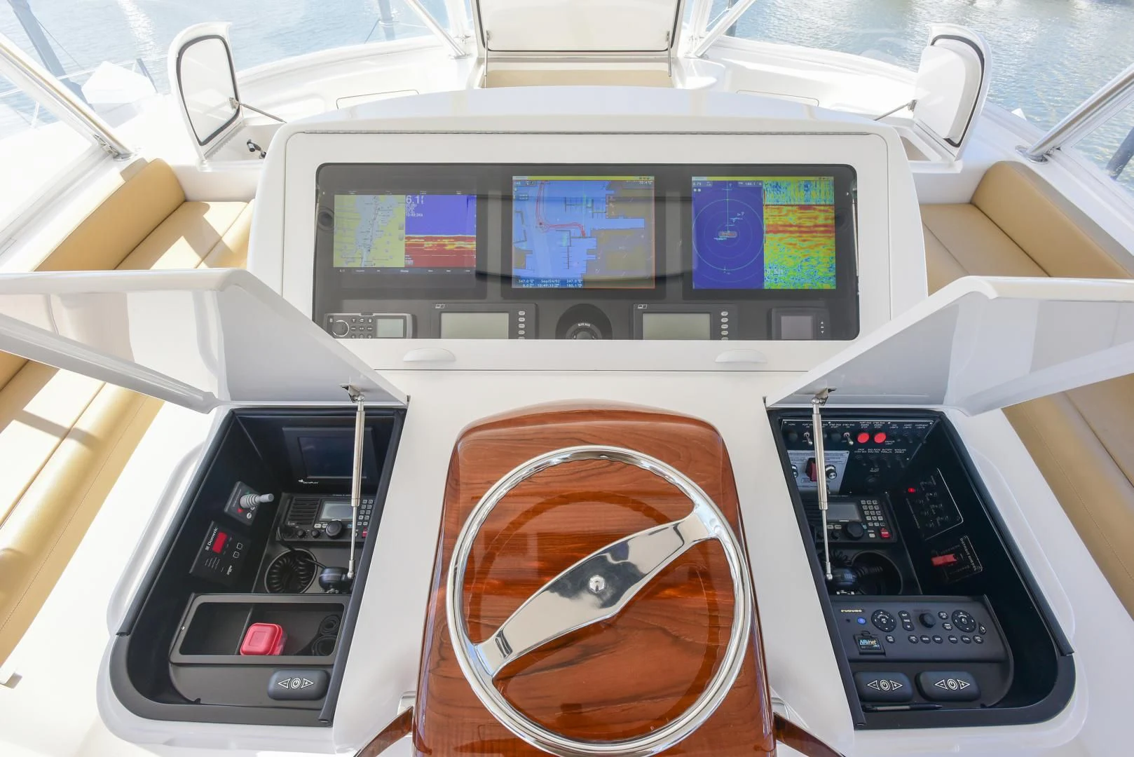 inside of a car aboard CRAZY J Yacht for Sale