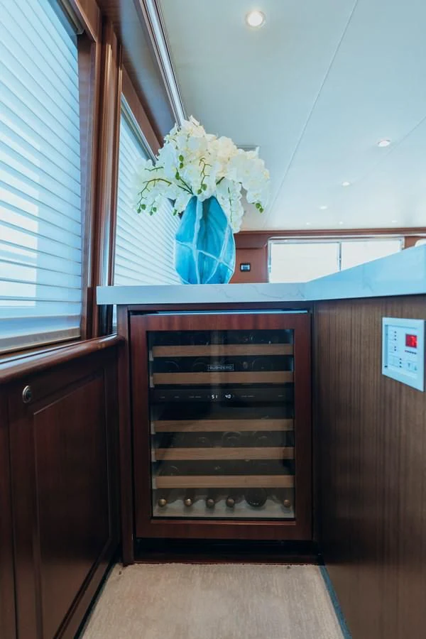 a kitchen with a black oven aboard FINAL FINAL Yacht for Sale