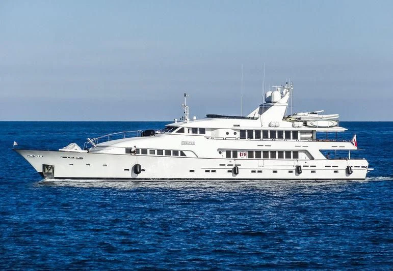 a white boat in the water aboard AMORAZUR II Yacht for Sale
