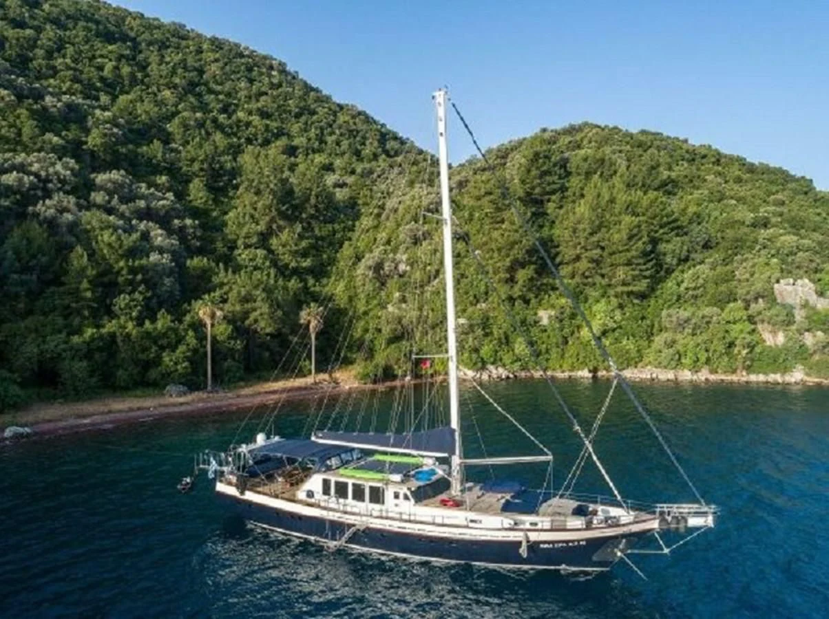 a boat sailing on the water aboard SEA U SOON Yacht for Sale