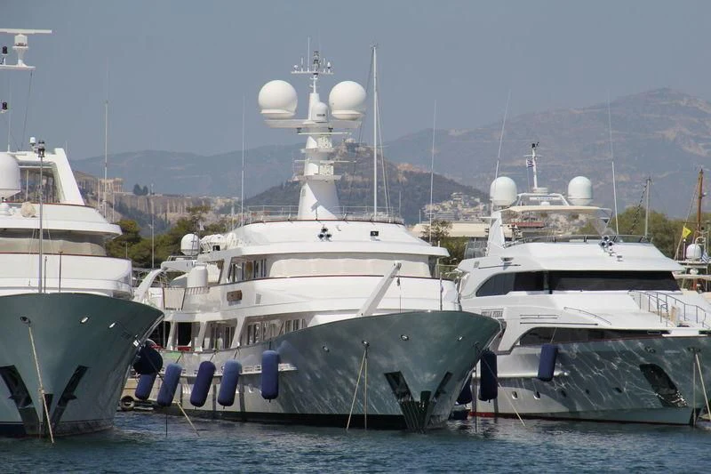 several boats in the water aboard ANCALLIA Yacht for Sale