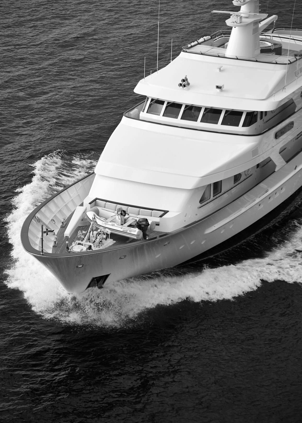 a white boat on the water aboard ANCALLIA Yacht for Sale
