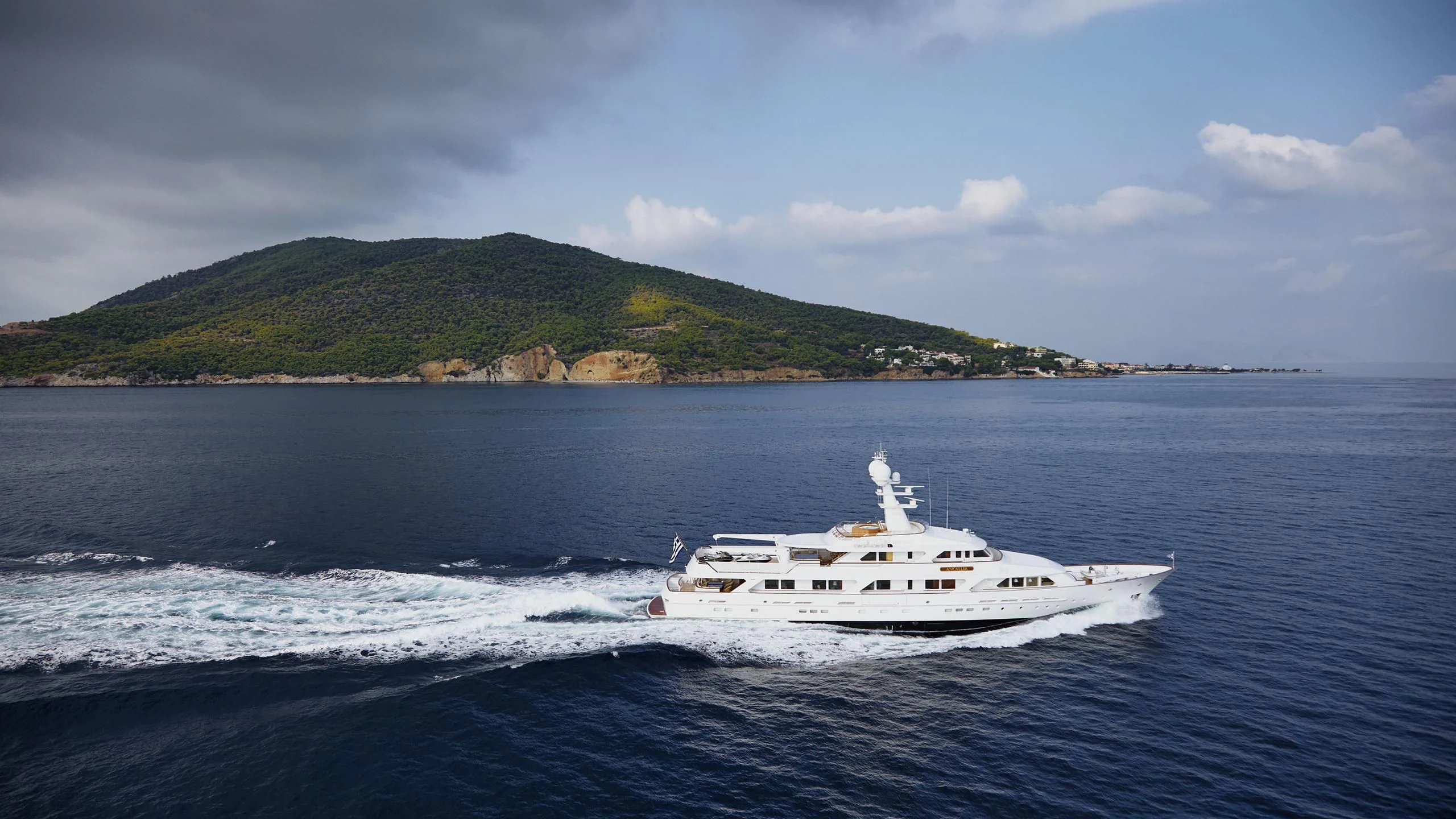 a boat on the water aboard ANCALLIA Yacht for Sale