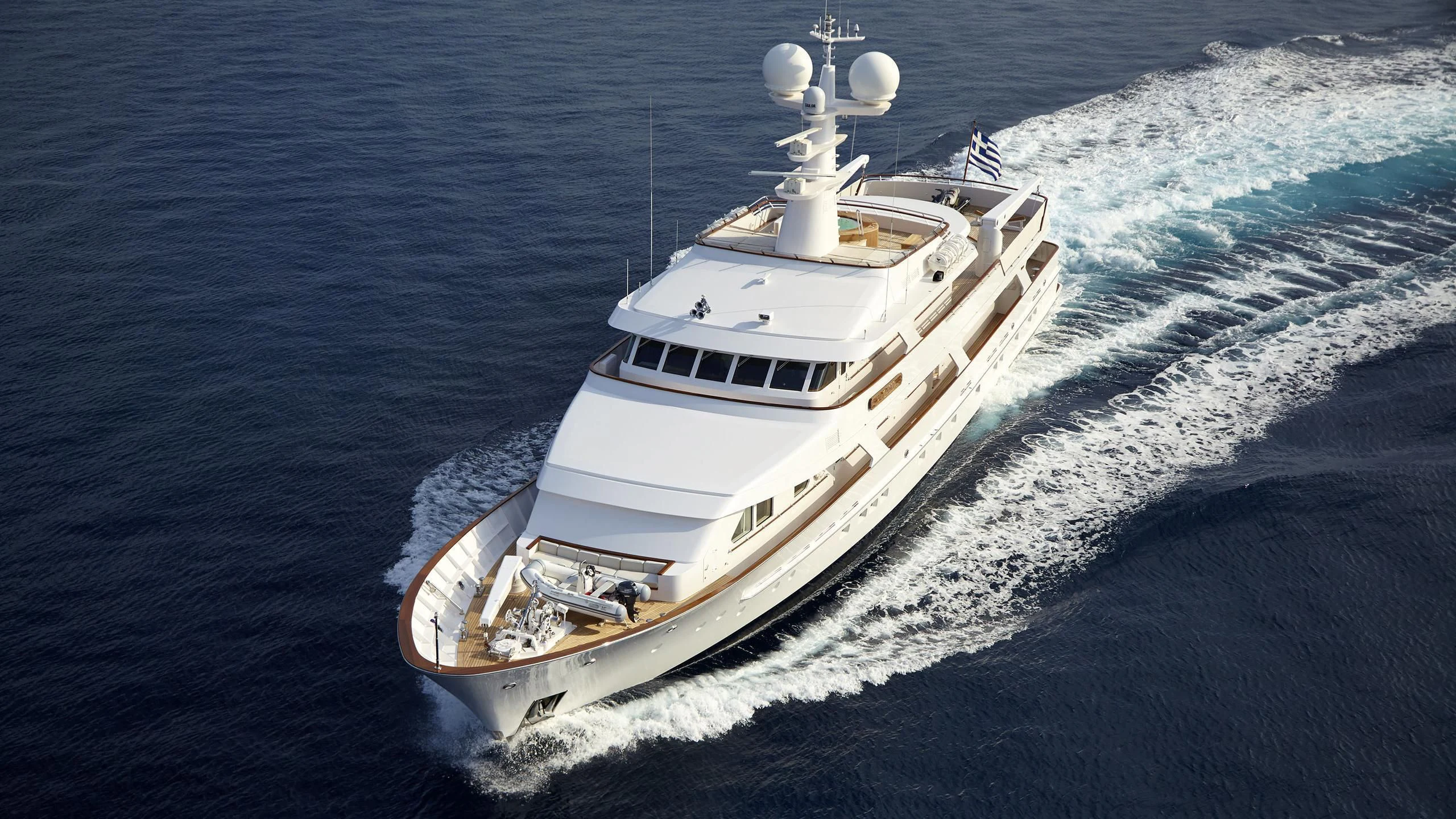 a ship in the water aboard ANCALLIA Yacht for Sale