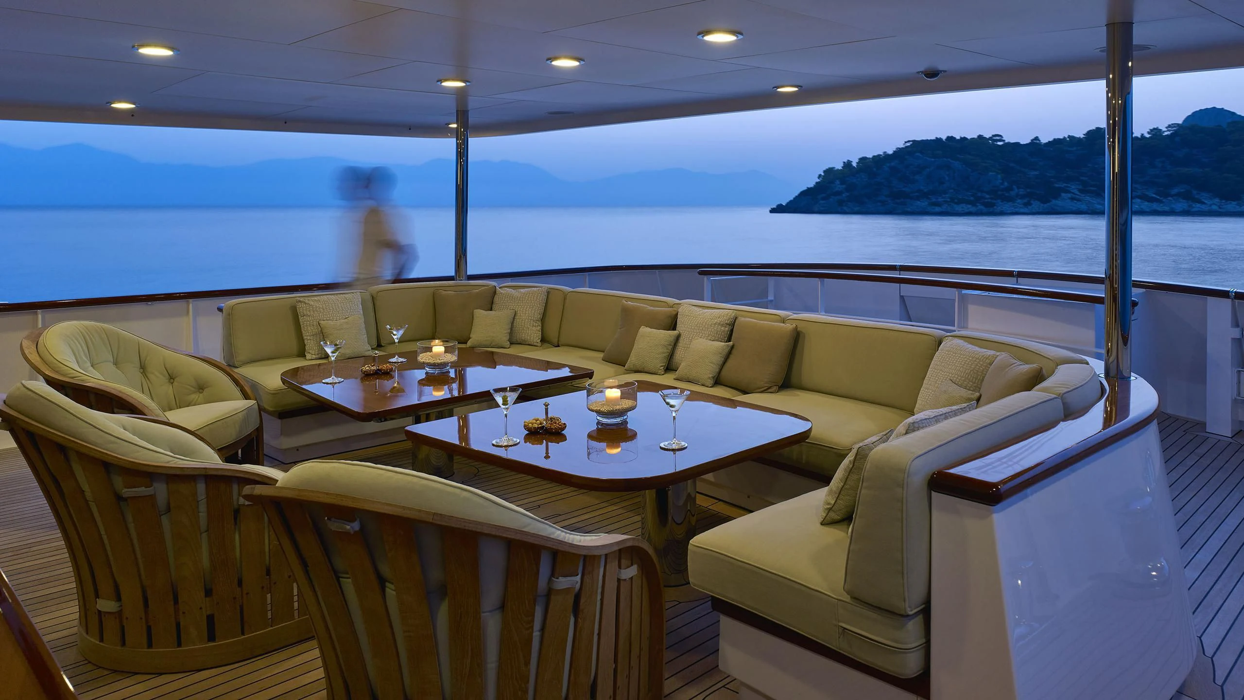 a room with a table and chairs aboard ANCALLIA Yacht for Sale