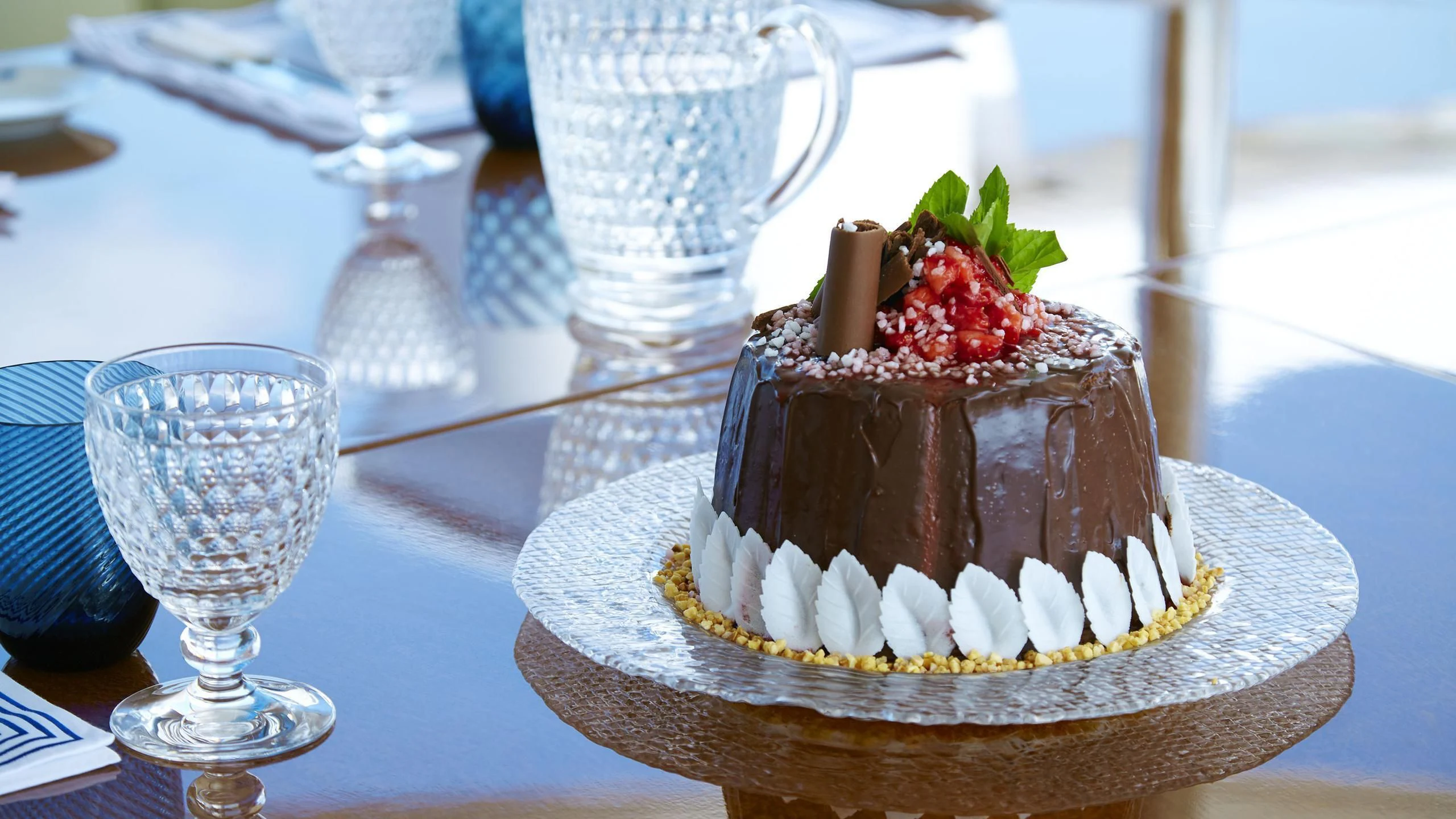 a cake with a slice cut out aboard ANCALLIA Yacht for Sale