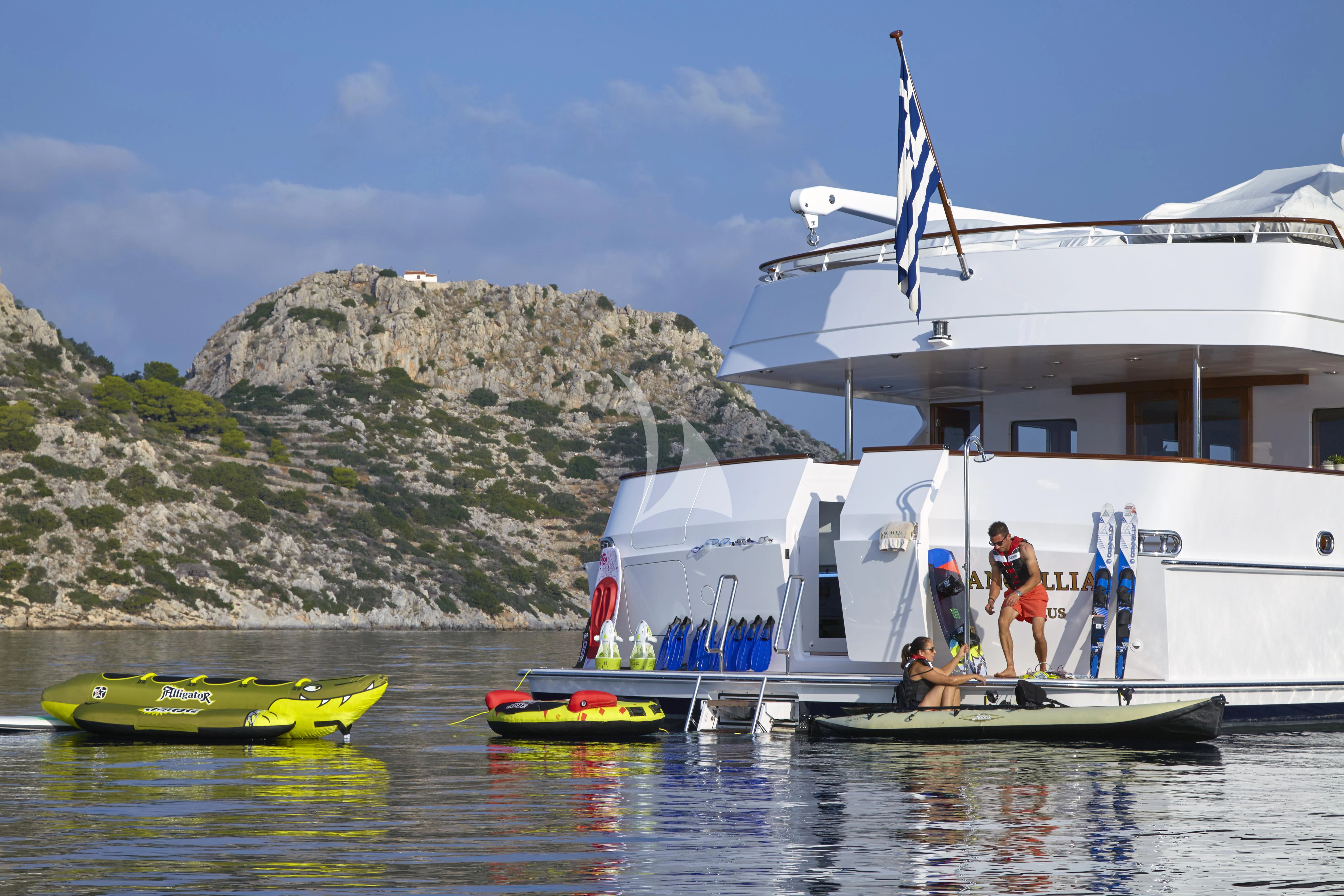 a boat with people on it aboard ANCALLIA Yacht for Sale
