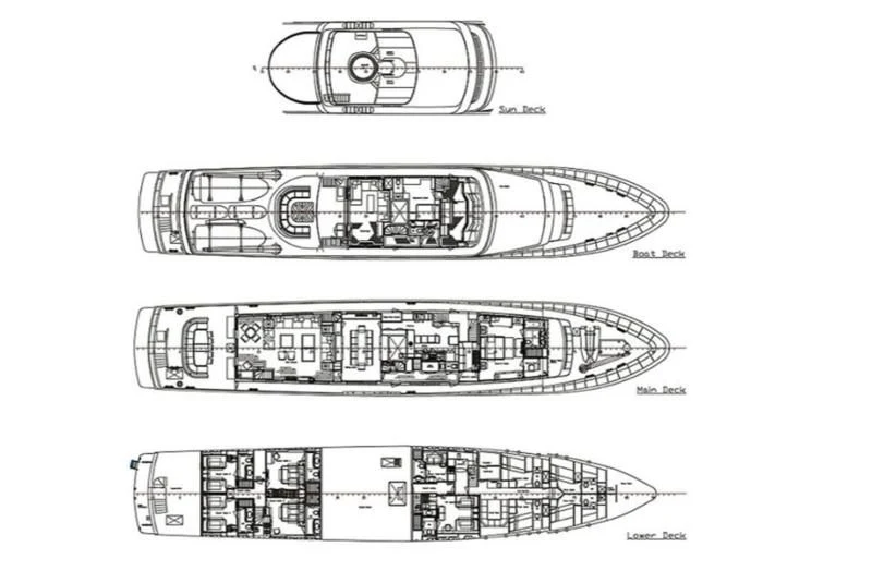 diagram, engineering drawing aboard ANCALLIA Yacht for Sale