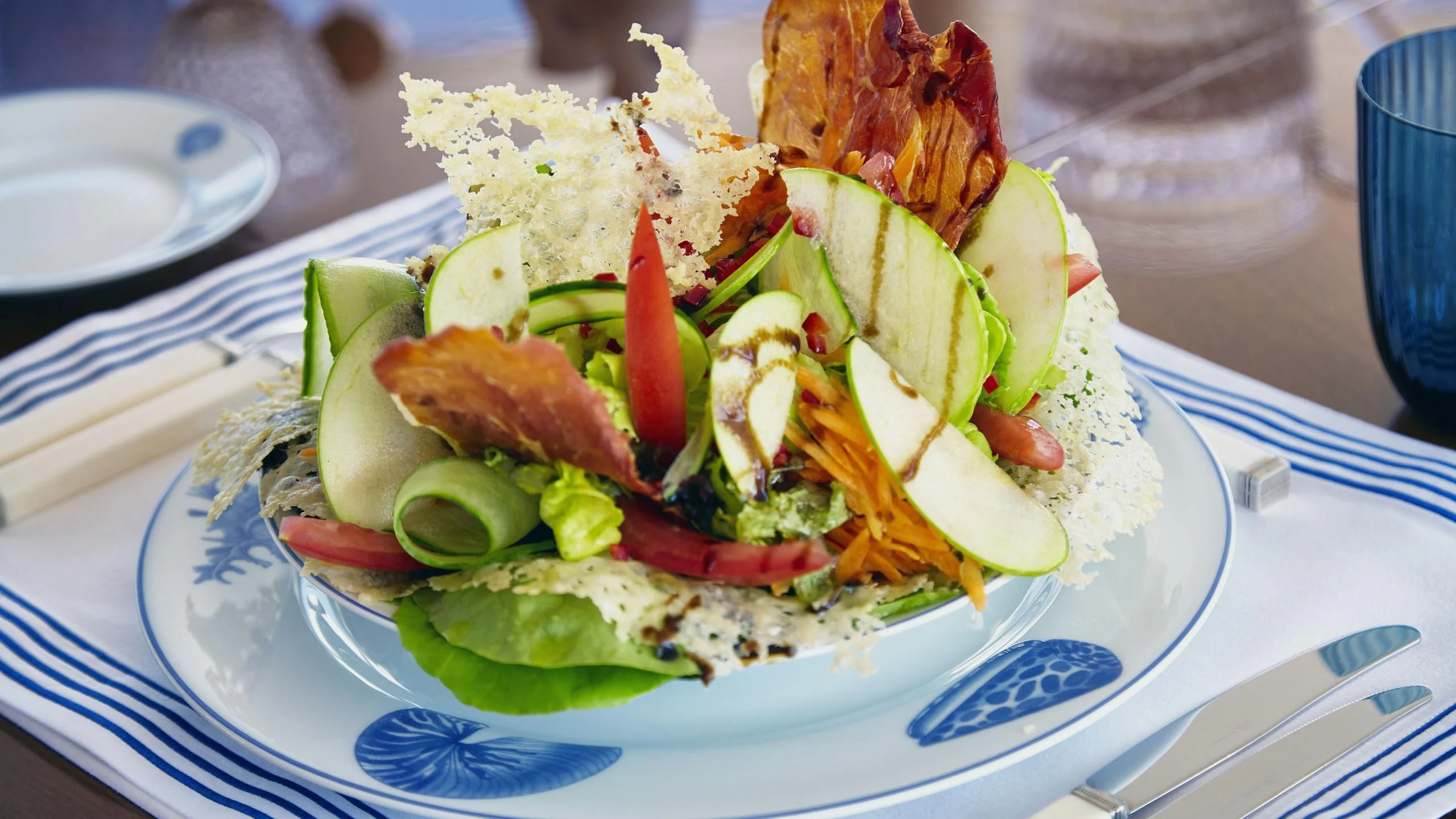 a plate of food aboard ANCALLIA Yacht for Sale