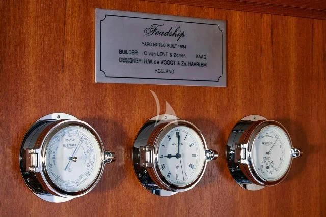 a couple of watches on a wood surface aboard ANCALLIA Yacht for Sale