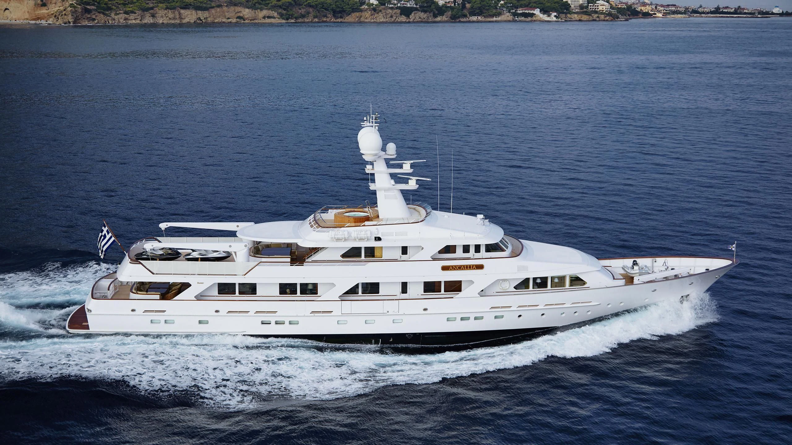 a boat on the water aboard ANCALLIA Yacht for Sale