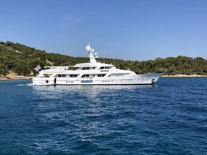 a boat on the water aboard ANCALLIA Yacht for Sale