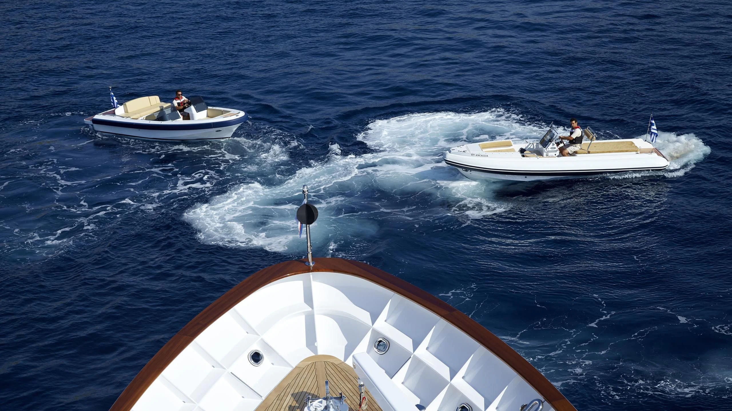 a boat with people on it aboard ANCALLIA Yacht for Sale