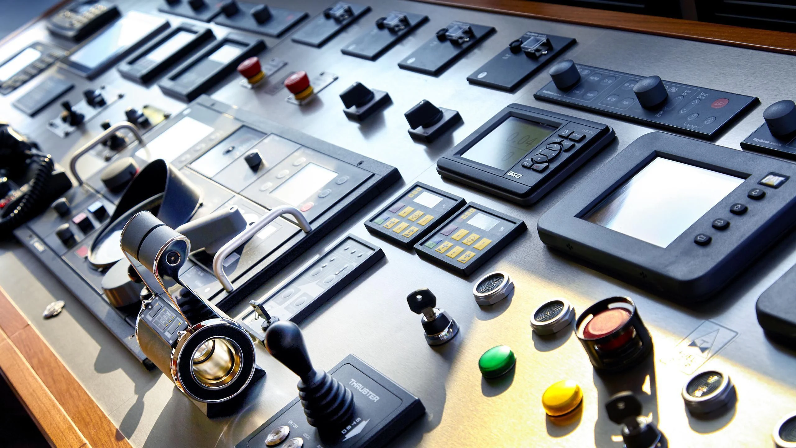 a group of electronic devices aboard ANCALLIA Yacht for Sale