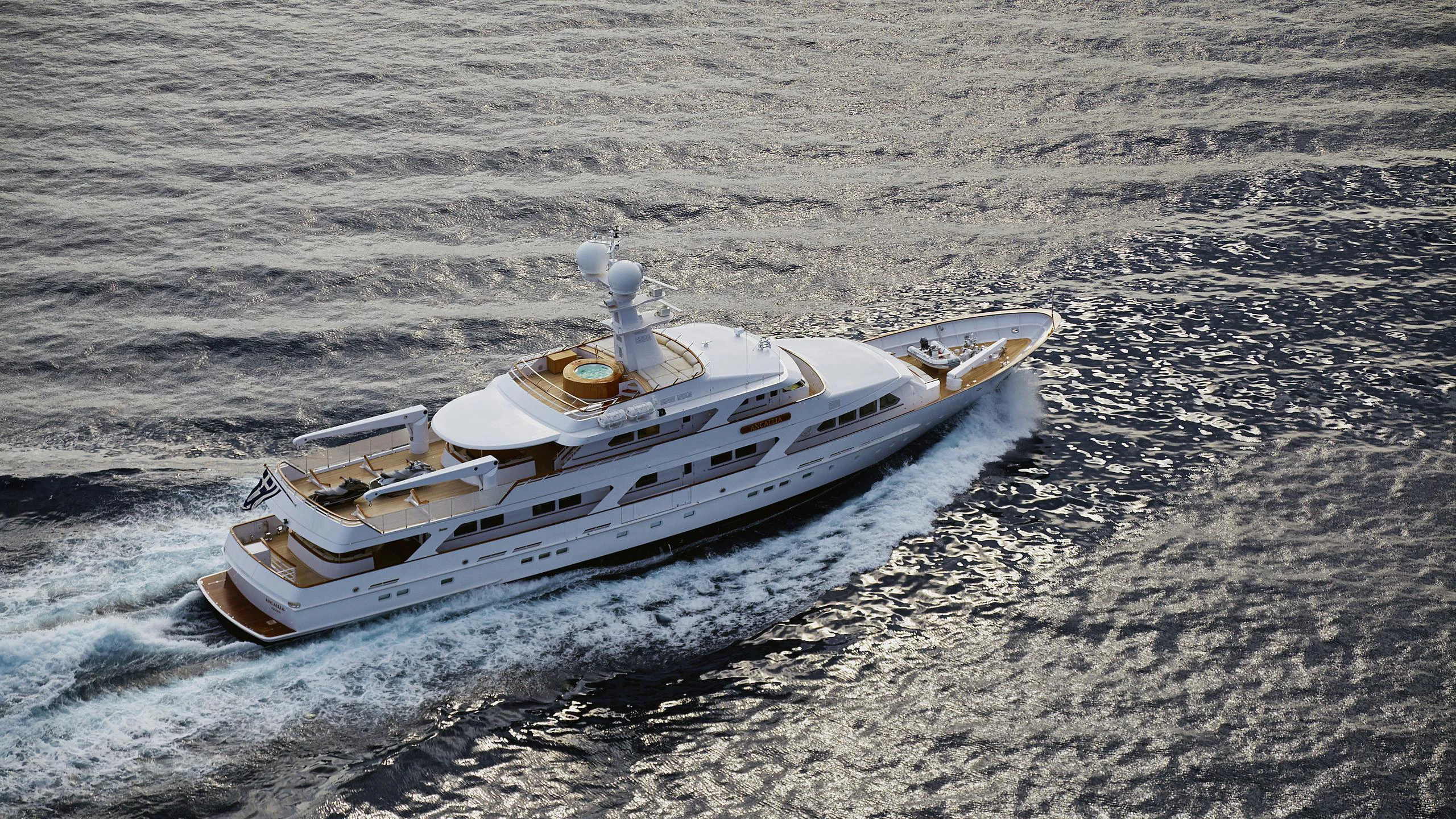 a boat in the water aboard ANCALLIA Yacht for Sale