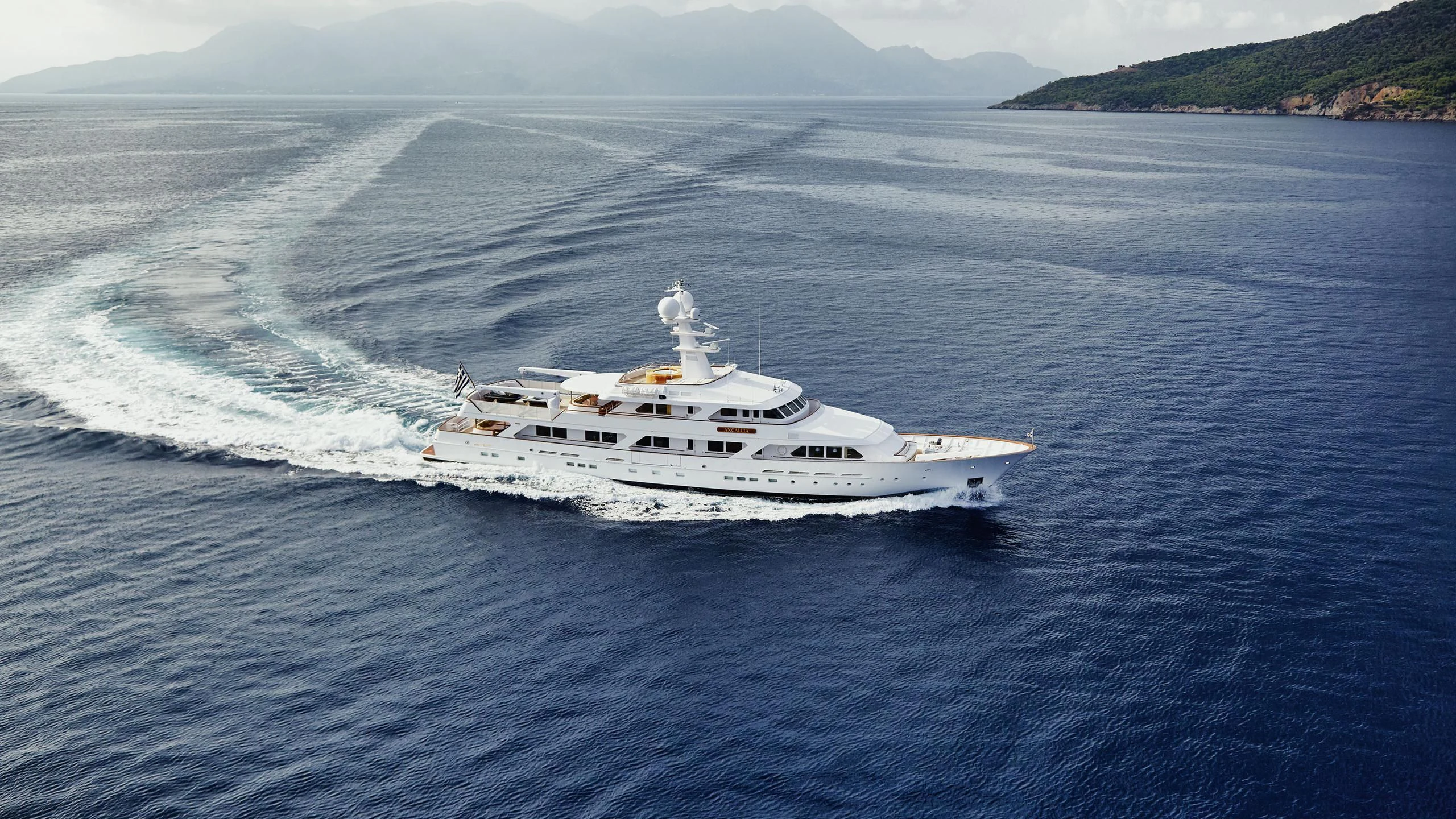a boat on the water aboard ANCALLIA Yacht for Sale