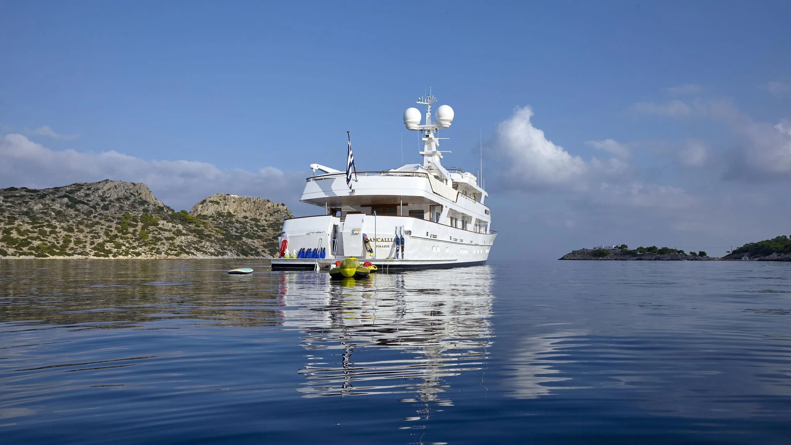 a boat on the water aboard ANCALLIA Yacht for Sale