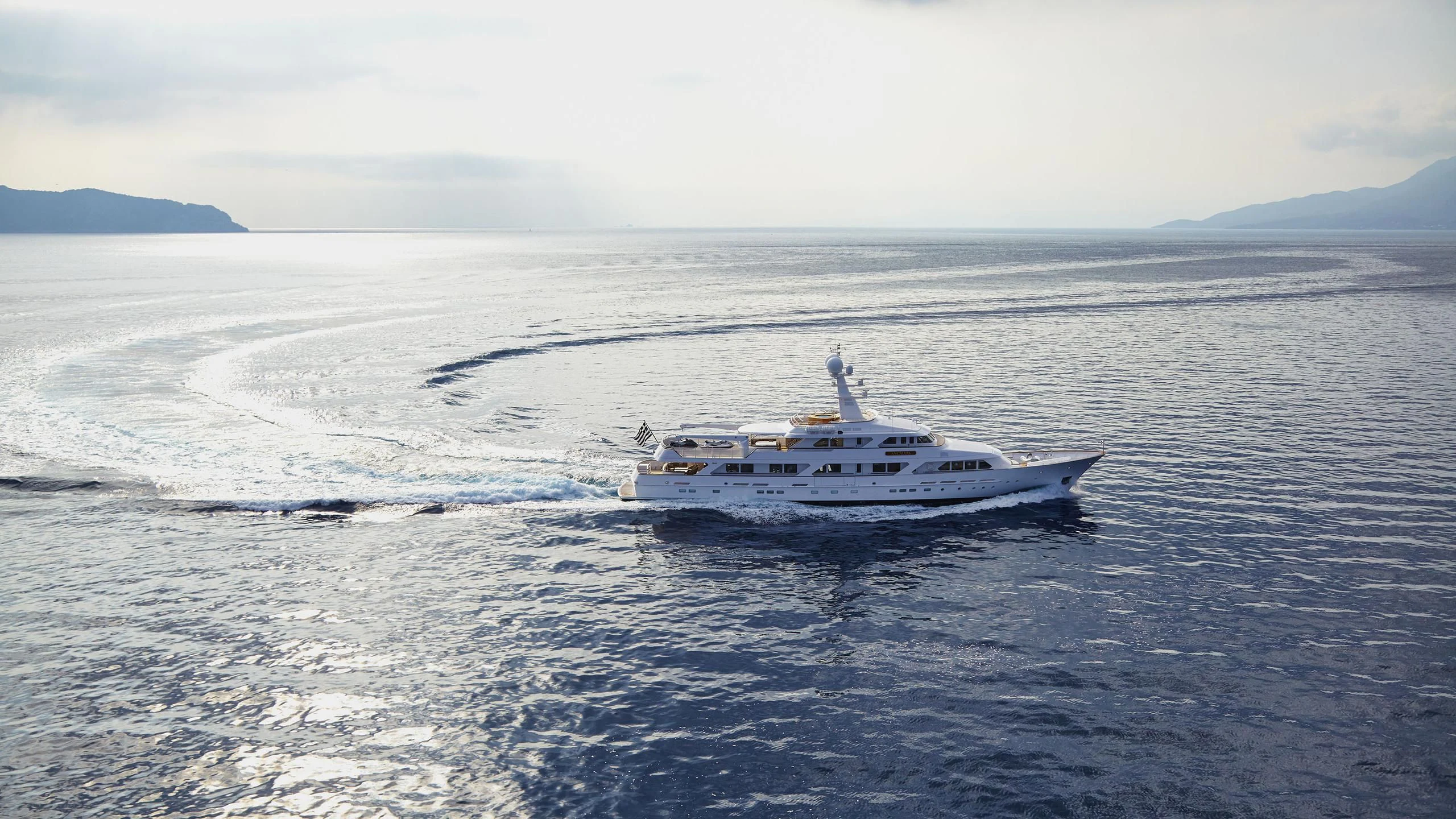 a boat in the water aboard ANCALLIA Yacht for Sale