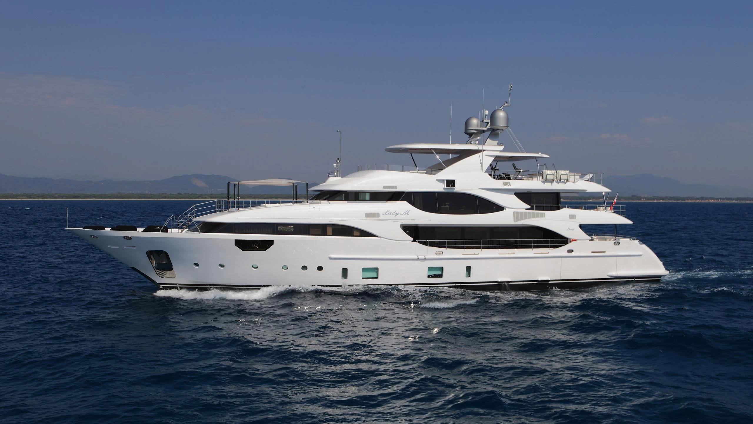a white yacht in the water aboard LADY MRD Yacht for Charter