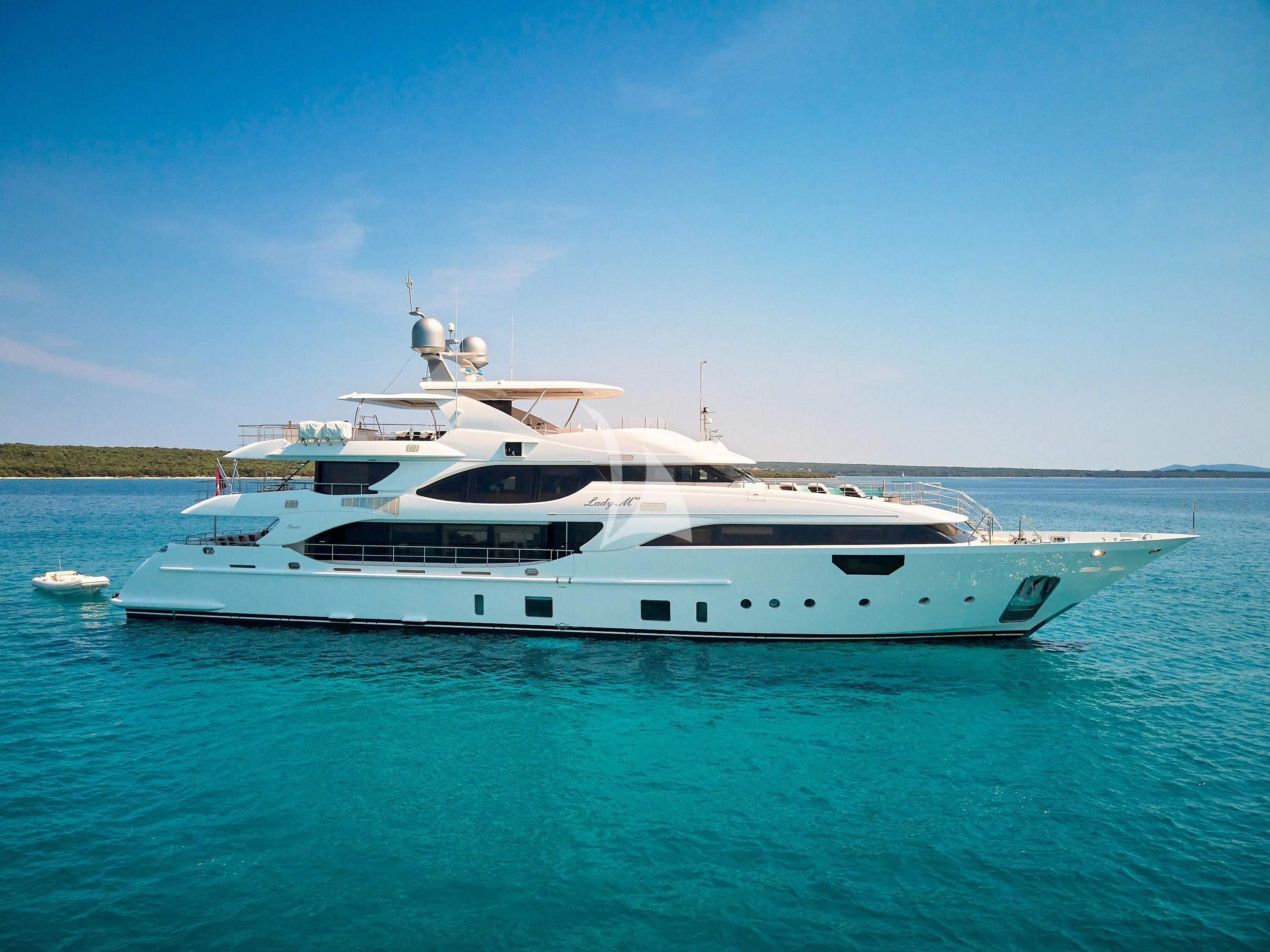 a white yacht in the water aboard LADY MRD Yacht for Charter