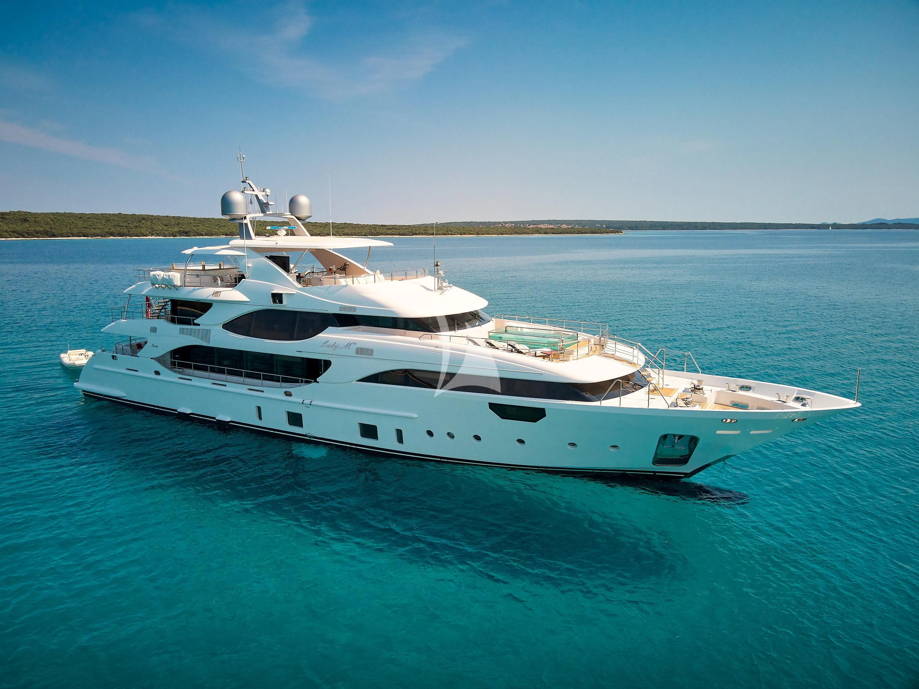 a white yacht in the water aboard LADY MRD Yacht for Charter